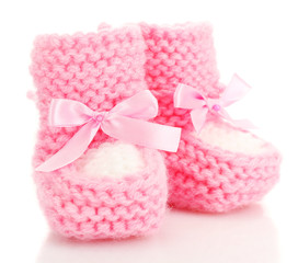 pink baby boots isolated on white