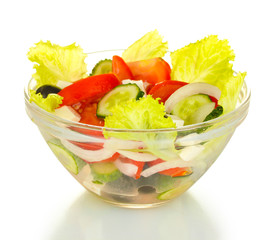 tasty greek salad isolated on white