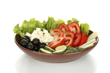 tasty greek salad isolated on white