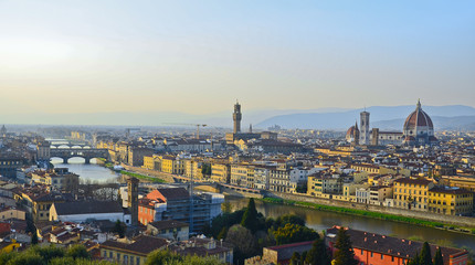 Fototapeta na wymiar Santa Maria del Fiore and Arno River of Florence, Tuscany, Italy