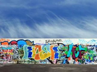 Papier Peint photo Graffiti Mur de graffiti et fond d& 39 asphalte abstrait