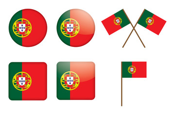 Obraz premium set of badges with flag of Portugal vector illustration