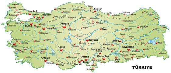 Obraz premium Inselkarte der Türkei