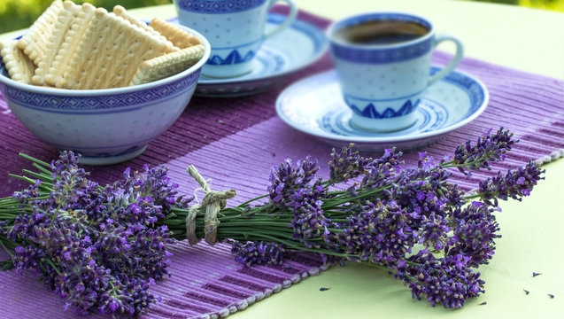 Moments of relaxation with lavender and coffee