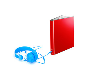 Hörbuch: Buch mit Audiobuchse und Kophörer
