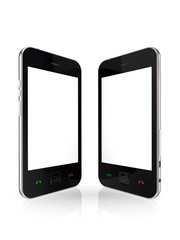 Modern mobile phones with touchscreen.