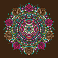 ornamental round lace pattern, circle background with many detai