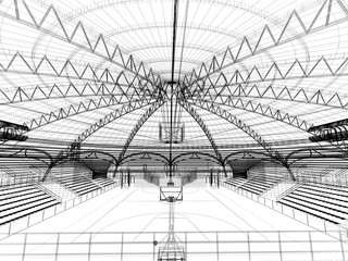 progetto palasport rendering 3d ingegneria architettura arena