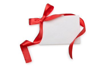 Envelope with colourful ribbon on white