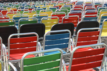 Fototapeta premium color chairs in rows