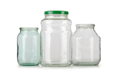 Glass empty jar isolated on white