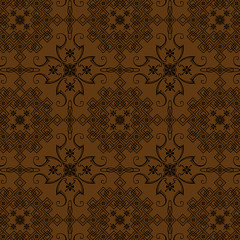 Brown Flowers Vintage Style Wallpaper