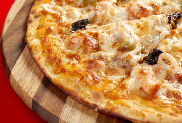 Pizza with seafood