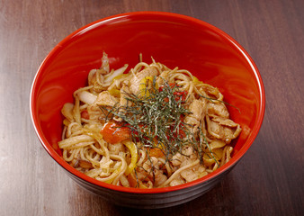 pork  and  soba with vegetable