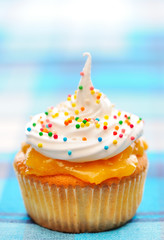 Cupcake with whipped cream