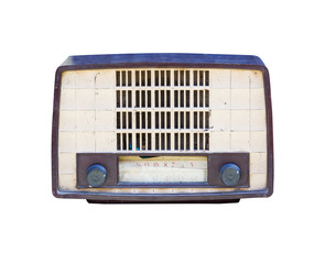 Old radio isolated on white background.