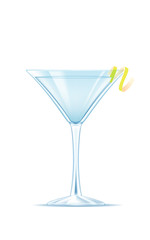 Martini with a lemon slice against white