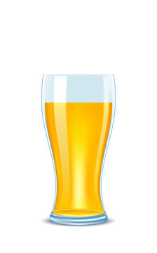 illustration glass of beer isolated on white