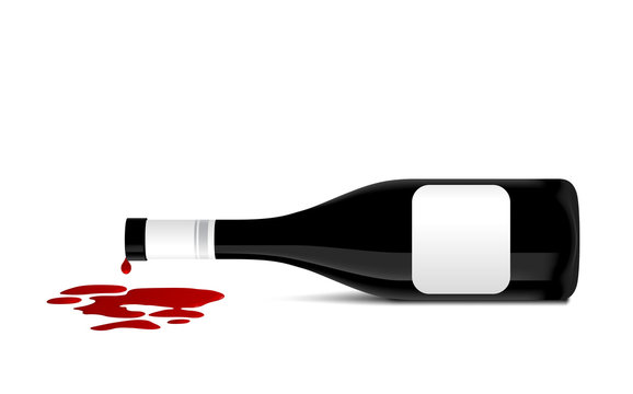 Illustration Of Wine Bottle That Spill Red Wine