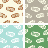 Set of seamless patterns with retro glasses