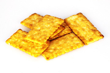 Crackers on a white background