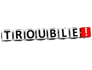 3D Trouble Button Click Here Block Text