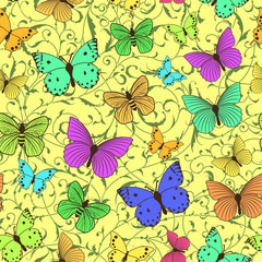 Seamless pattern with stylized butterflies
