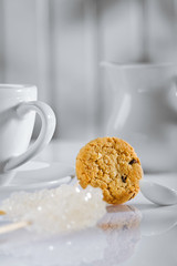 coffee items on white table close up