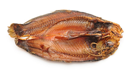 Smoked fish isolated on white background
