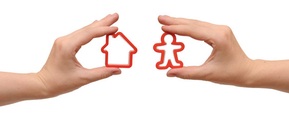 in hands model home and man