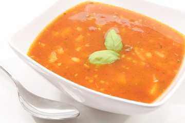 tomato soup with basil leaves © SpaPartners