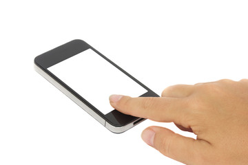 pointing at modern smartphone