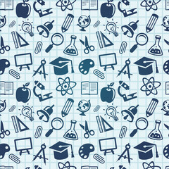 vector seamless pattern with education icons