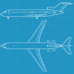 high detailed vector illustration of modern civil airplane