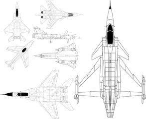 High detailed vector of modern military airplanes