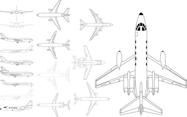 high detailed vector pack of various civil airplane