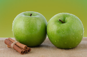 Two fresh green apples