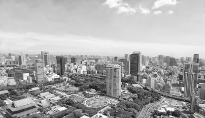 View of Tokyo from Tokyo Tower.Black & white photography