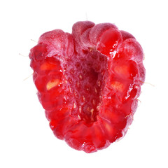 half of ripe red raspberry