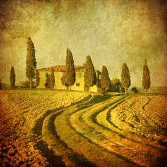 Panele Szklane Podświetlane  vintage toskański krajobraz