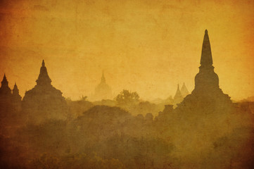 Vintage image of ancient Bagan, Myanmar.