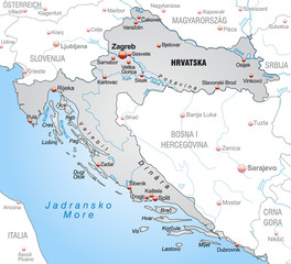Landkarte von Kroatien mit Nachbarländern