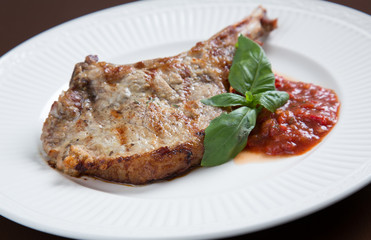 Pork chops with BBQ sauce