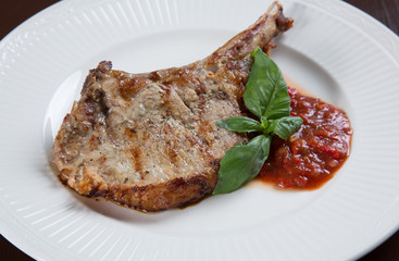 Pork chops with BBQ sauce