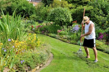 Gärtner arbeitet im Garten
