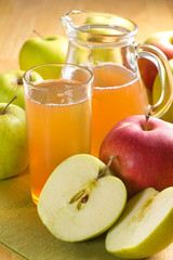 Apple juice and fresh fruits