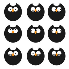 Vector set of icons owls