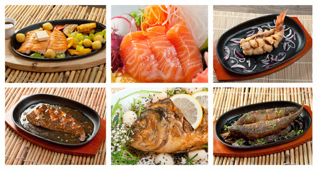 Food set of different seafoods