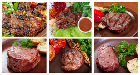 Food set of different steak