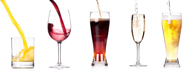 Collection of different images of alcohol isolated